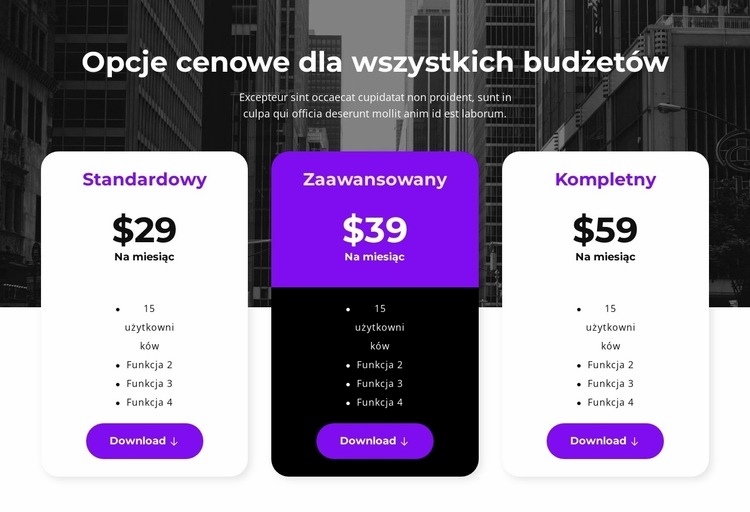 Opcje cenowe dla wszystkich budżetów Kreator witryn internetowych HTML