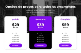 Opções De Preços Para Todos Os Orçamentos Modelo De Administração