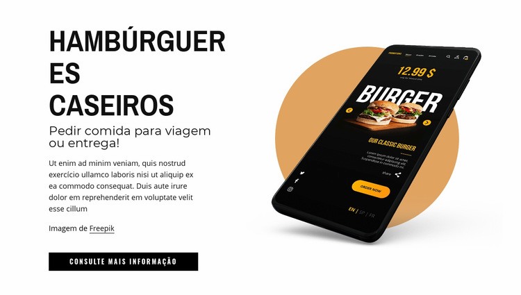 Hambúrgueres caseiros Landing Page