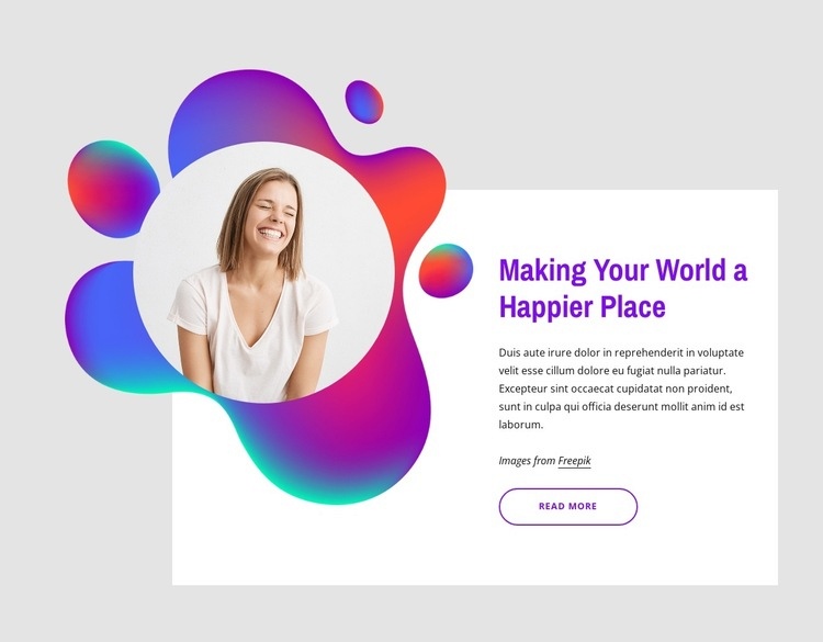Gör din värld till en lyckligare plats Html webbplatsbyggare