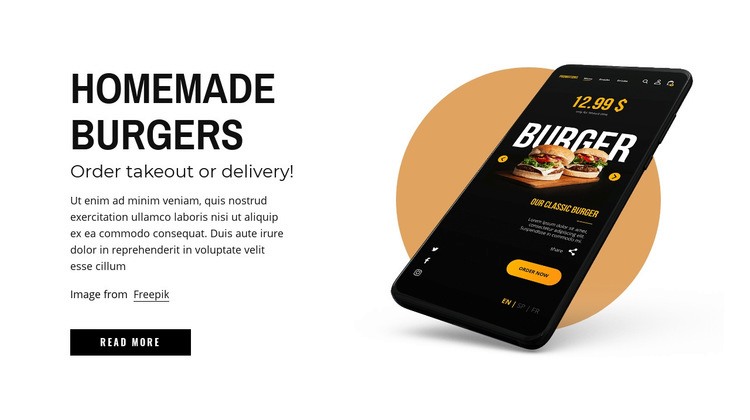 Homemade burgers Webflow Template Alternative