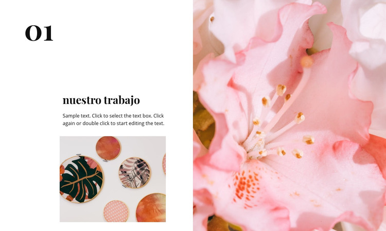 Color rosa y elementos florales. Plantilla HTML