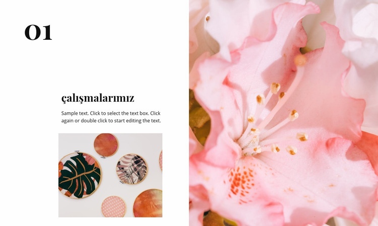 Pembe renk ve çiçek öğeleri Web sitesi tasarımı