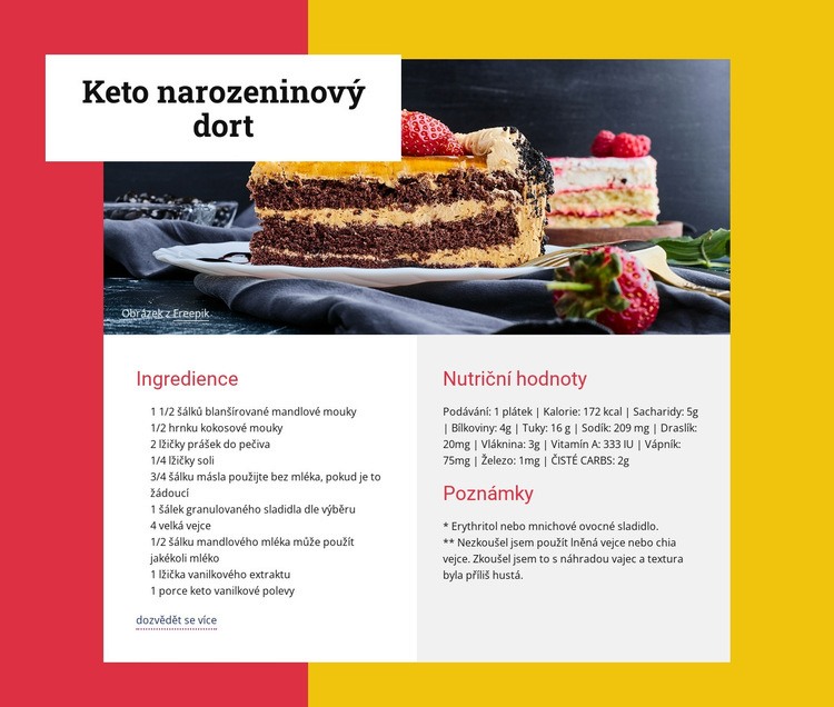 Keto narozeninový dort Šablona