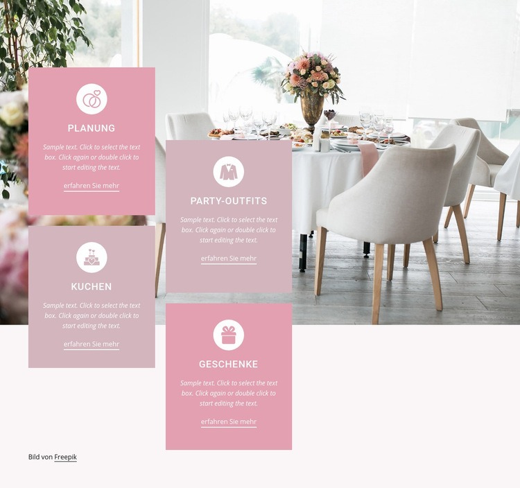 Kreieren Sie Ihre einzigartige Hochzeit Website-Modell