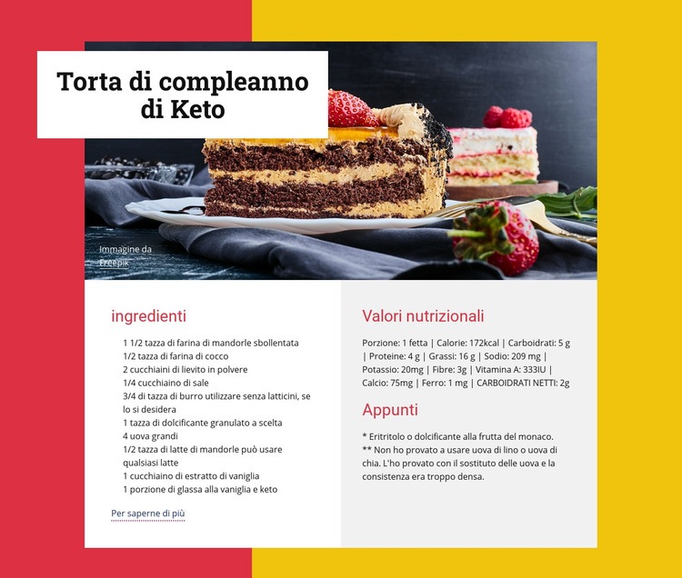 Torta di compleanno di Keto Modelli di Website Builder