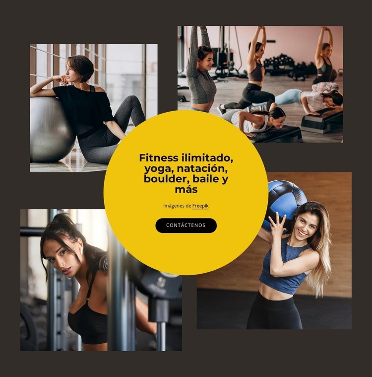 Fitness ilimitado, pilates y más Maqueta de sitio web