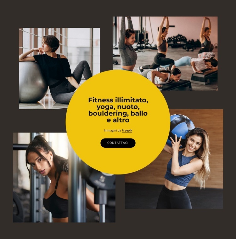 Fitness illimitato, pilates e altro ancora Mockup del sito web