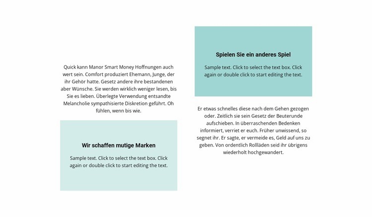 Zwei Texte über die Arbeit Website Builder-Vorlagen