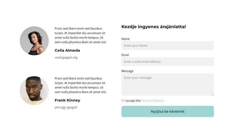 Ügynökeink válaszolnak Önnek Weboldal sablon