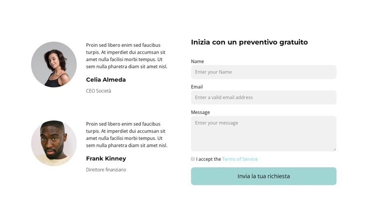 I nostri agenti ti risponderanno Mockup del sito web