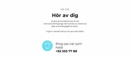 Begär Ett Samtal - HTML-Mallkod