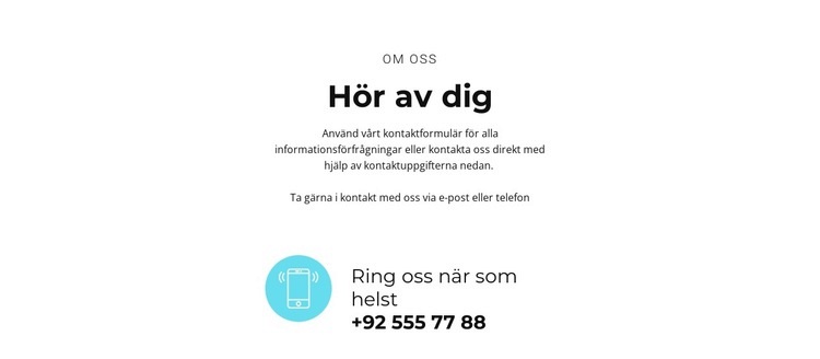 Begär ett samtal HTML-mall