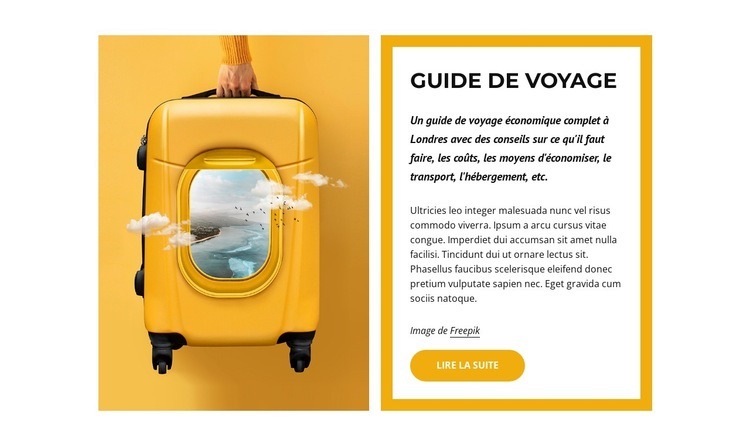 Guide de voyage mondial Maquette de site Web