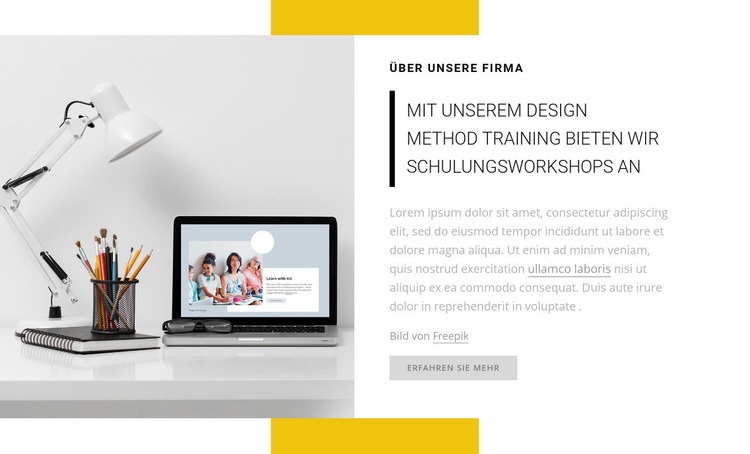 Wir bieten Schulungsworkshops an HTML5-Vorlage