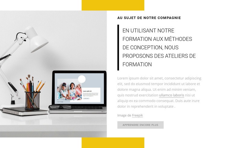 Nous proposons des ateliers de formation Conception de site Web