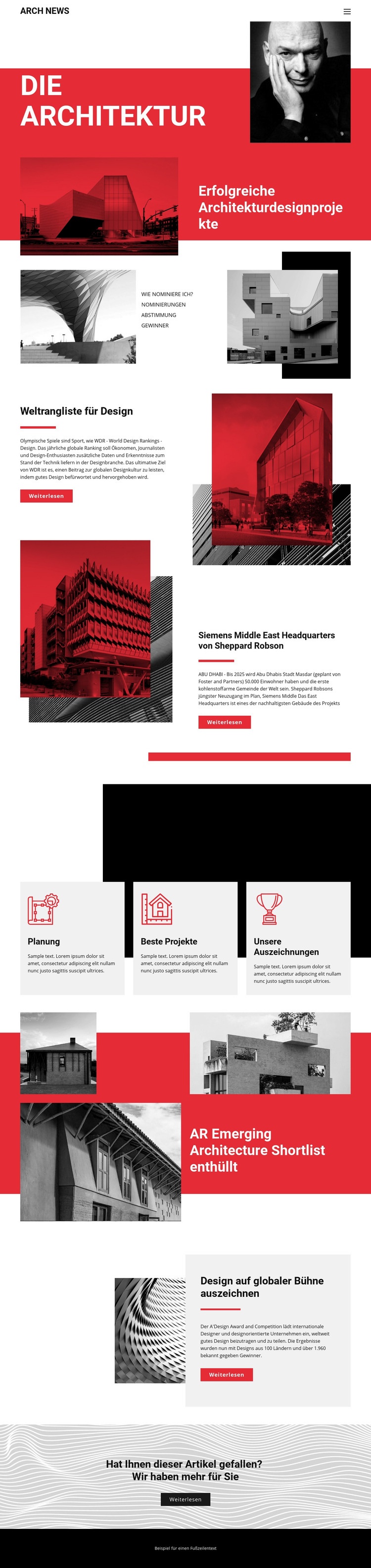 Design in der Architektur HTML Website Builder