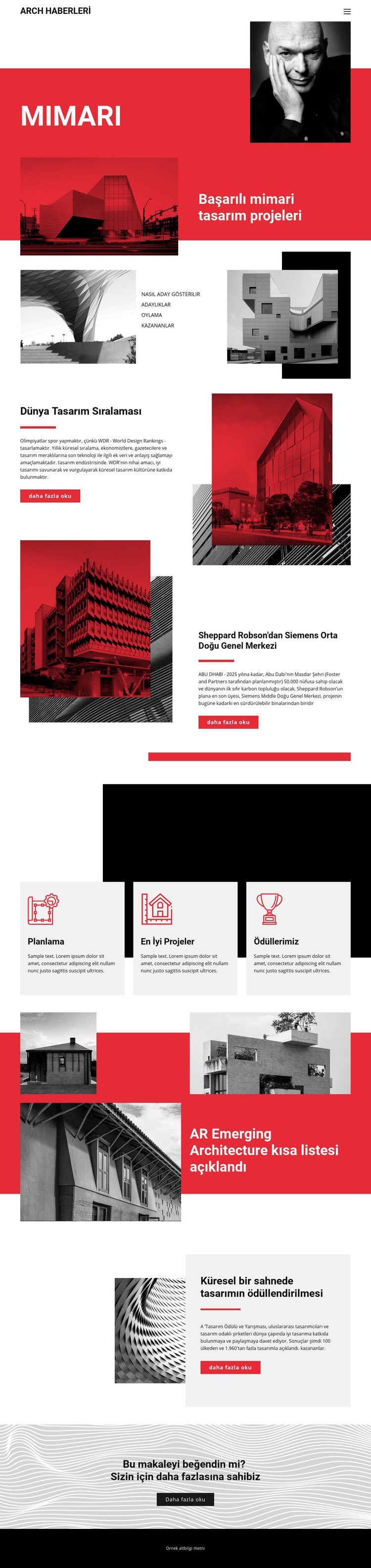 Mimaride tasarım Açılış sayfası