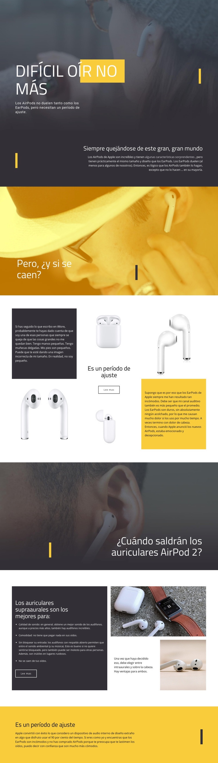 Mejores auriculares Plantillas de creación de sitios web