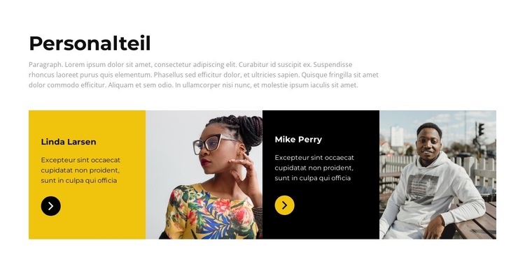 Personalteil Landing Page