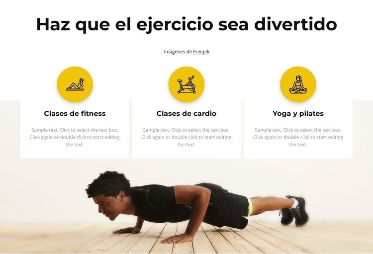 Clases de fitness y cardio Maqueta de sitio web