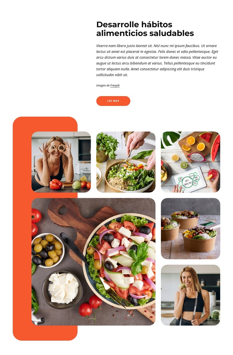 Pautas para una alimentación saludable Plantilla de sitio web