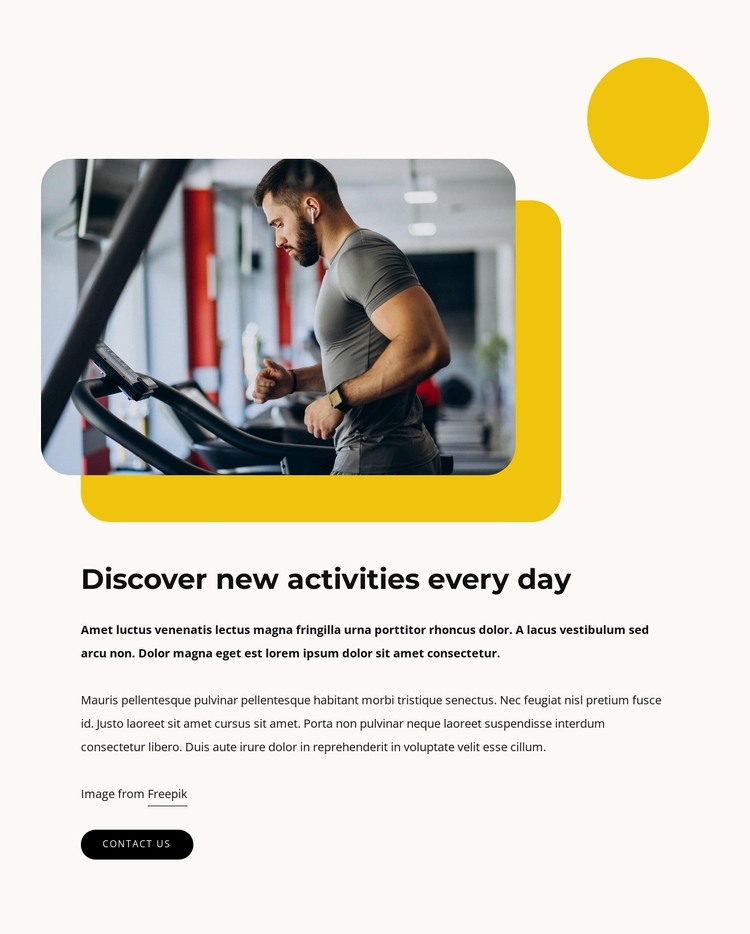 Discover new activities every day HTML Template