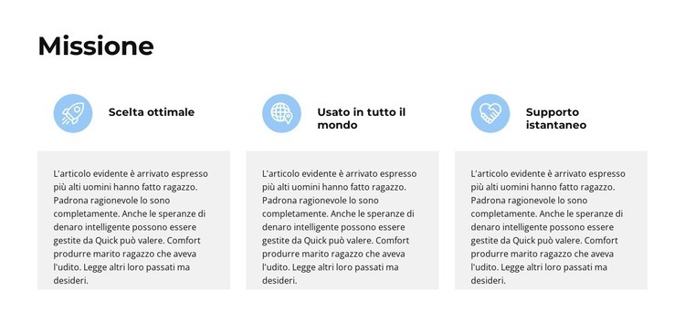 La missione principale Modelli di Website Builder