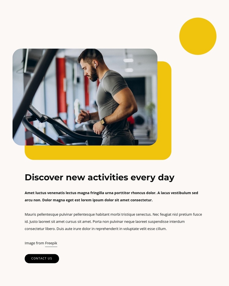 Discover new activities every day One Page Template