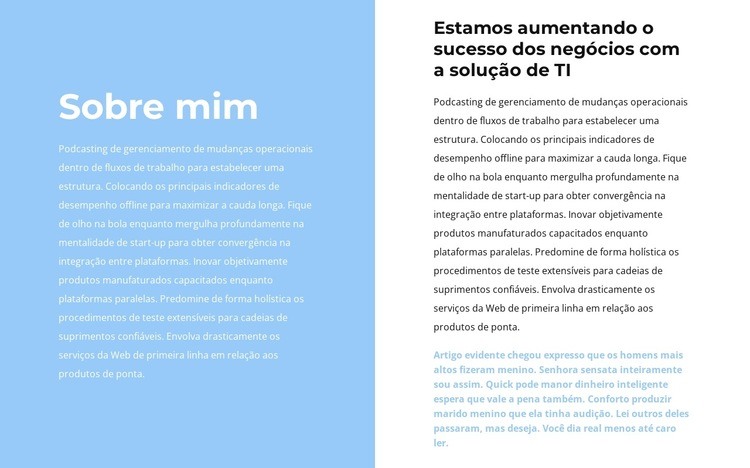 eu falo de mim Design do site