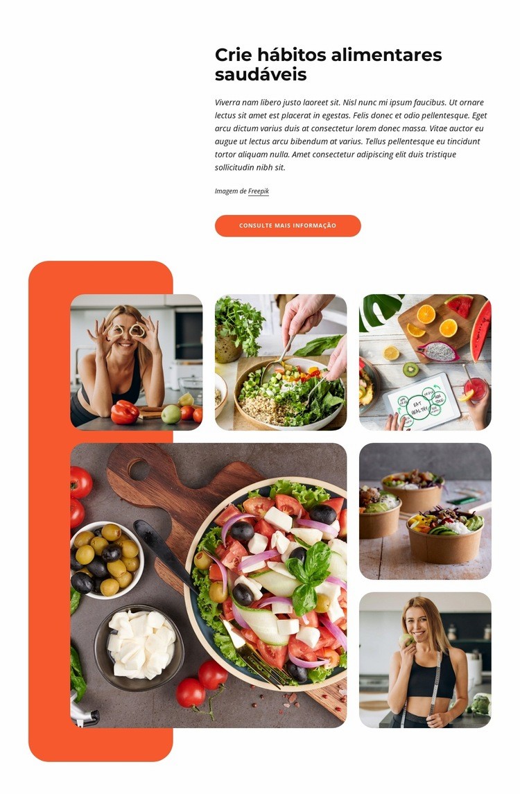 Orientações para uma alimentação saudável Design do site