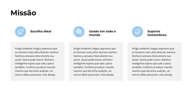 A principal missão Landing Page