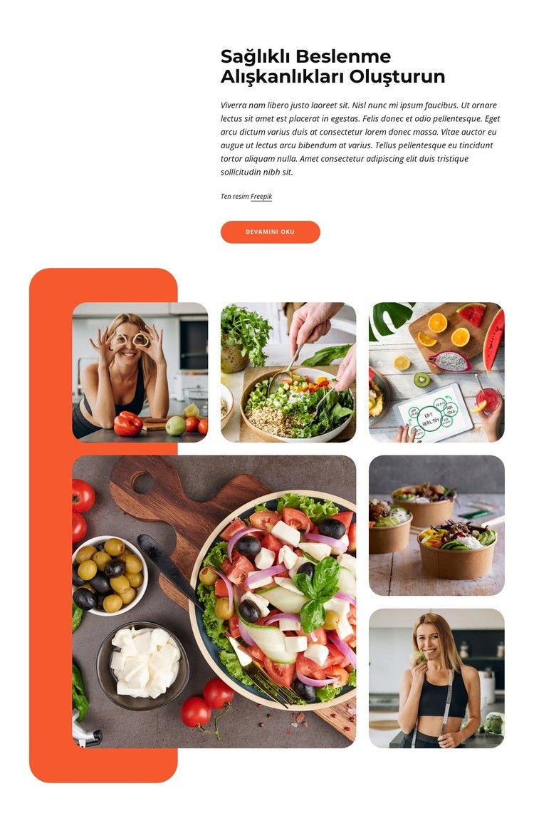 Sağlıklı beslenme kuralları Web sitesi tasarımı