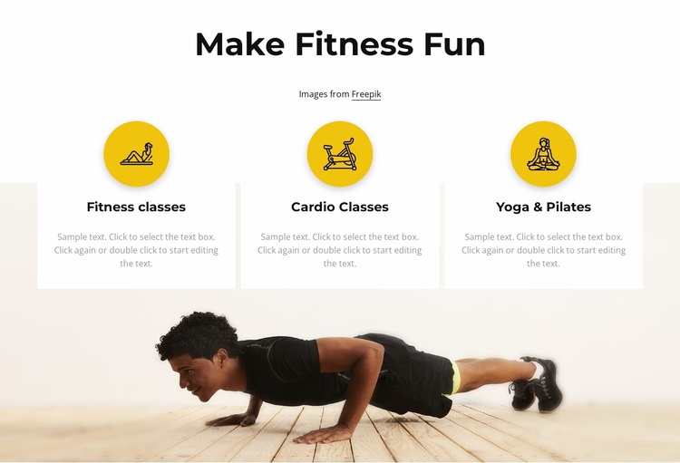 Fitness and cardio classes Website Design