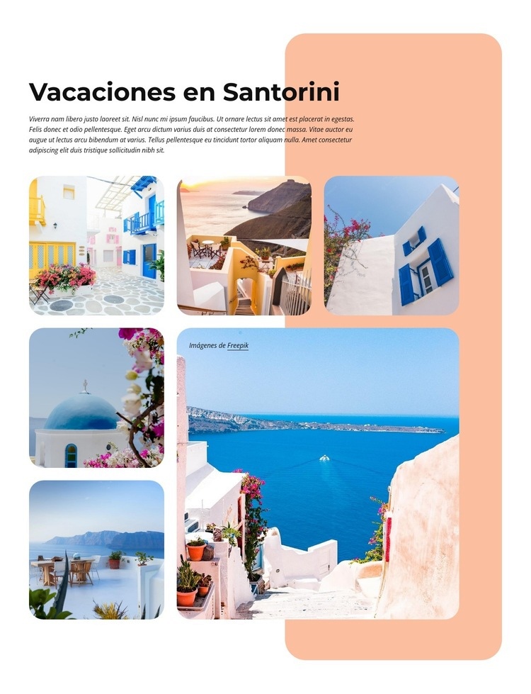 ‎Vacaciones todo incluido en Santorini Plantillas de creación de sitios web