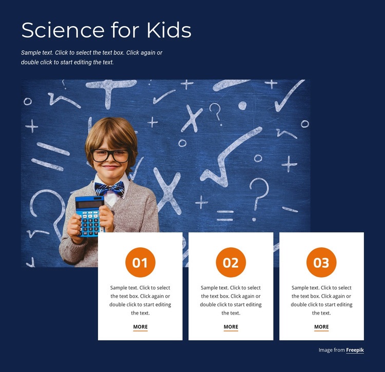 Rolig vetenskap för barn Html webbplatsbyggare