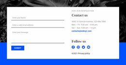 Css Template For Contact With Us And Follow Us