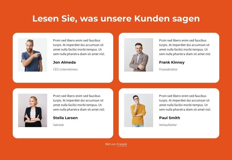 Kundenstimmen mit 2 Spalten Website-Modell