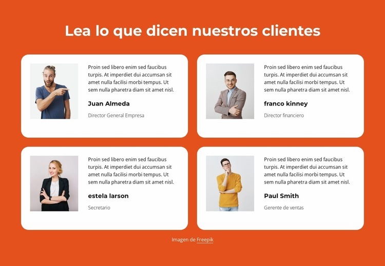 Testimonios de clientes con 2 columnas Creador de sitios web HTML