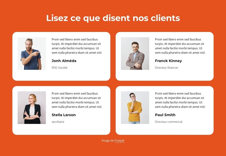 Témoignages clients avec 2 colonnes Modèle CSS