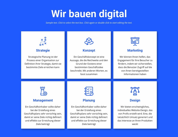 Wir bauen digitale Projekte Eine Seitenvorlage