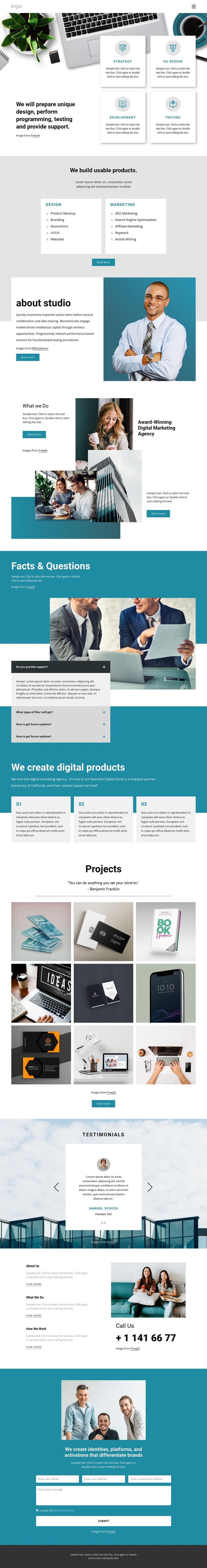 A multidisciplinary design studio Homepage Design