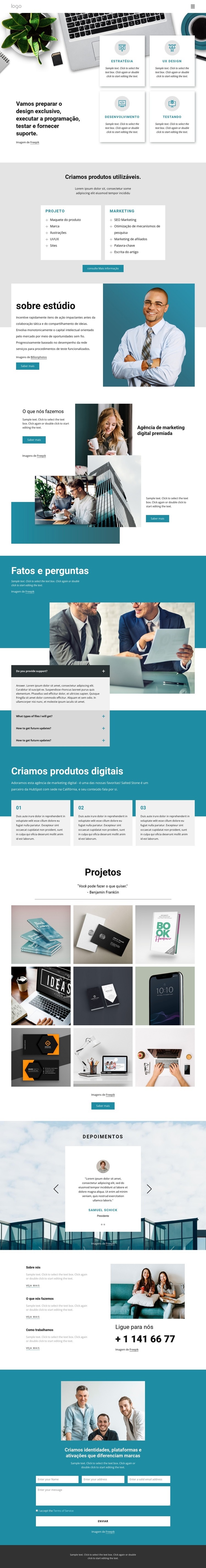 Um estúdio de design multidisciplinar Modelo de uma página