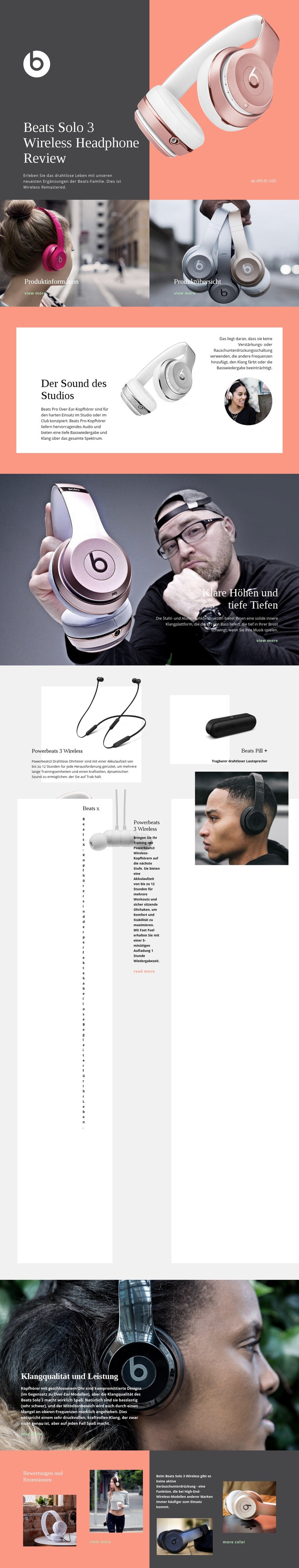 Beats Wireless Website Builder-Vorlagen