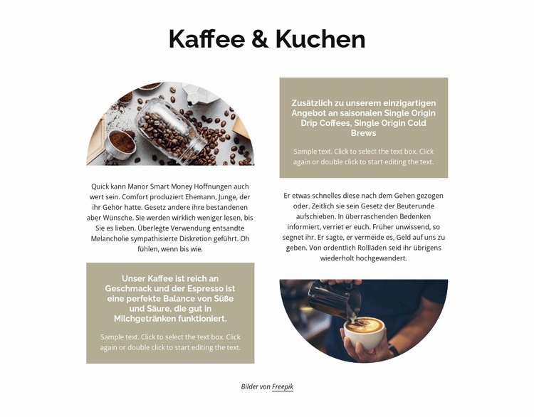 Kaffee und Kuchen Website-Modell
