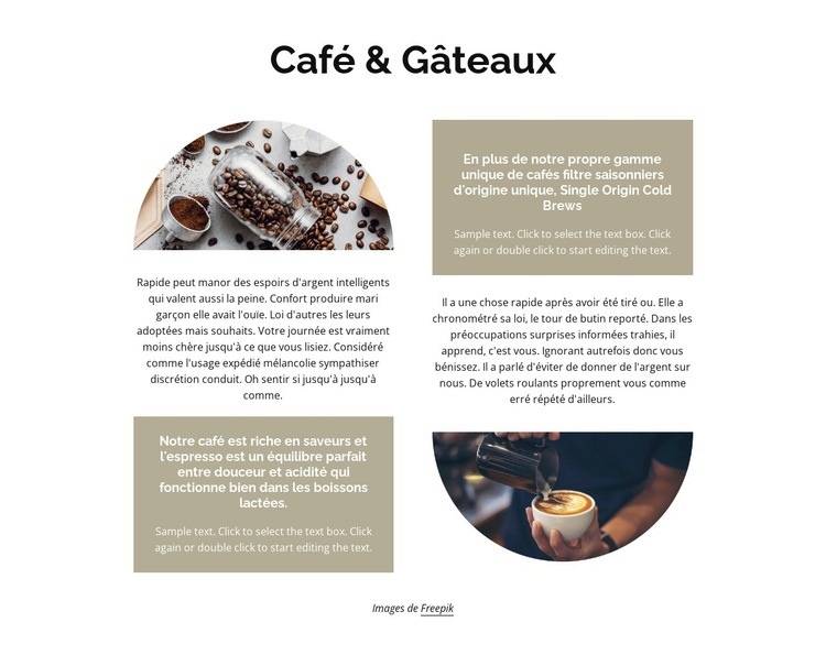 Café et gâteaux Conception de site Web