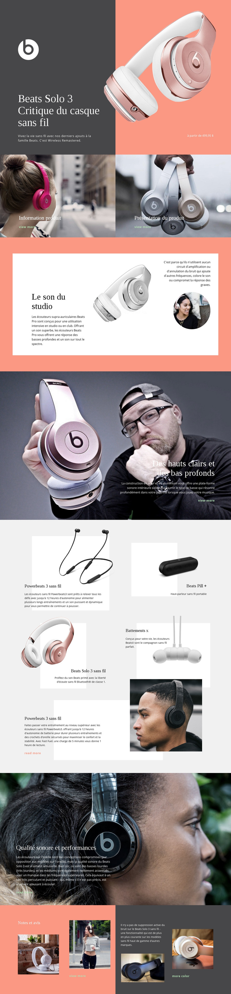 Beats sans fil Modèle de site Web