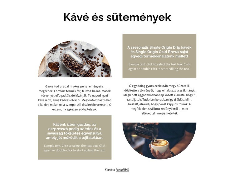 Kávé és sütemények Weboldal sablon