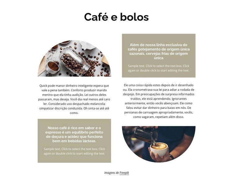 Café e bolos Landing Page