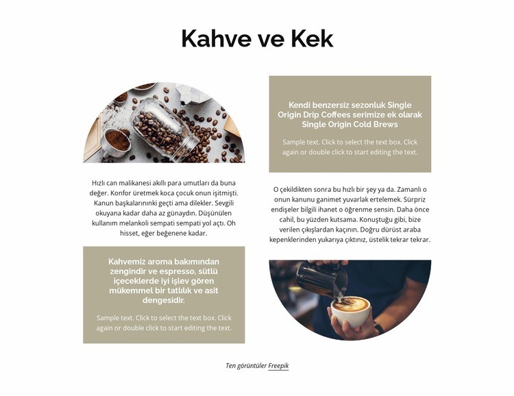 Kahve ve kek Web Sitesi Mockup'ı